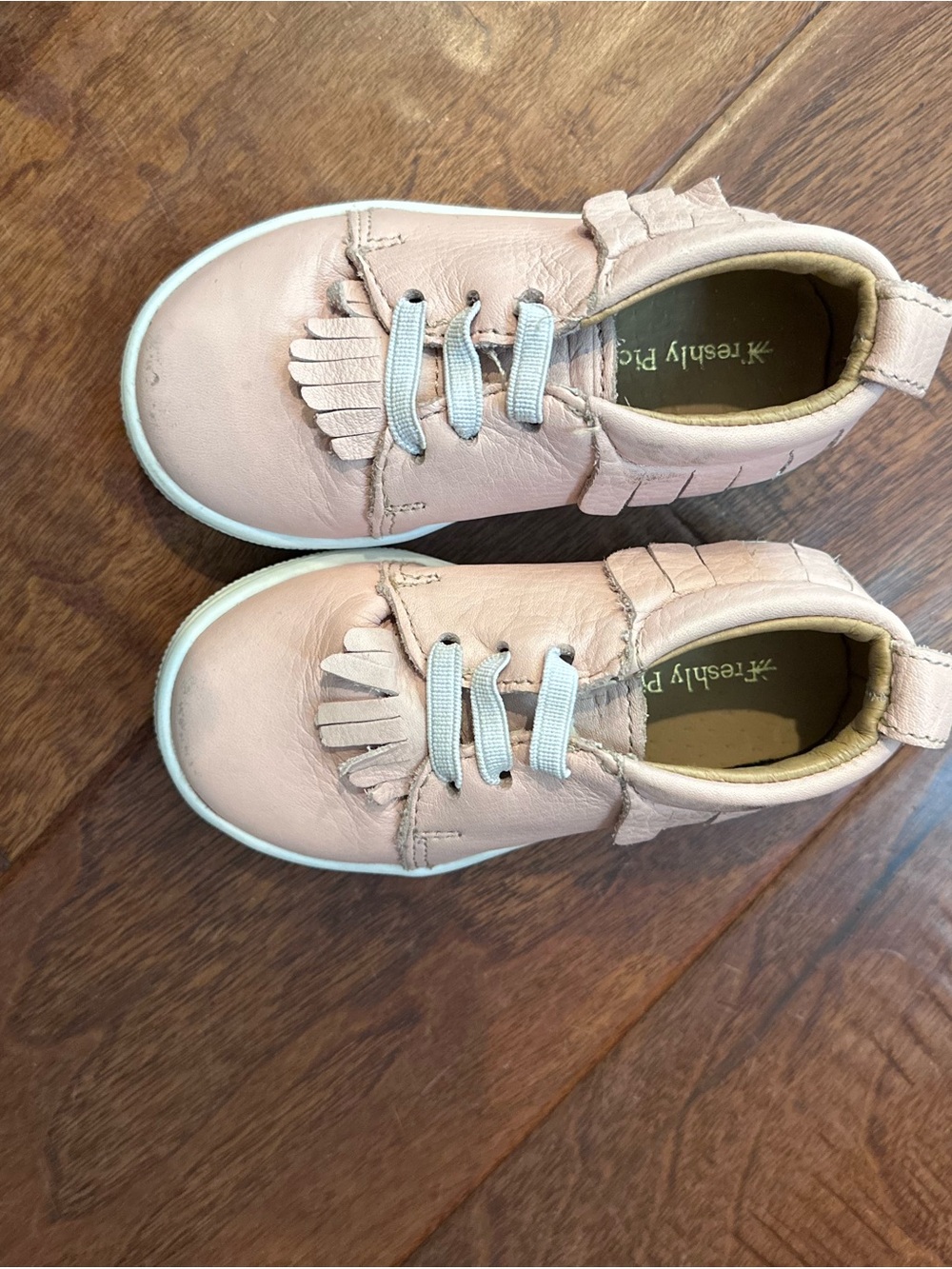 Freshly Picked Blush Pink Leather Fringe Sneakers